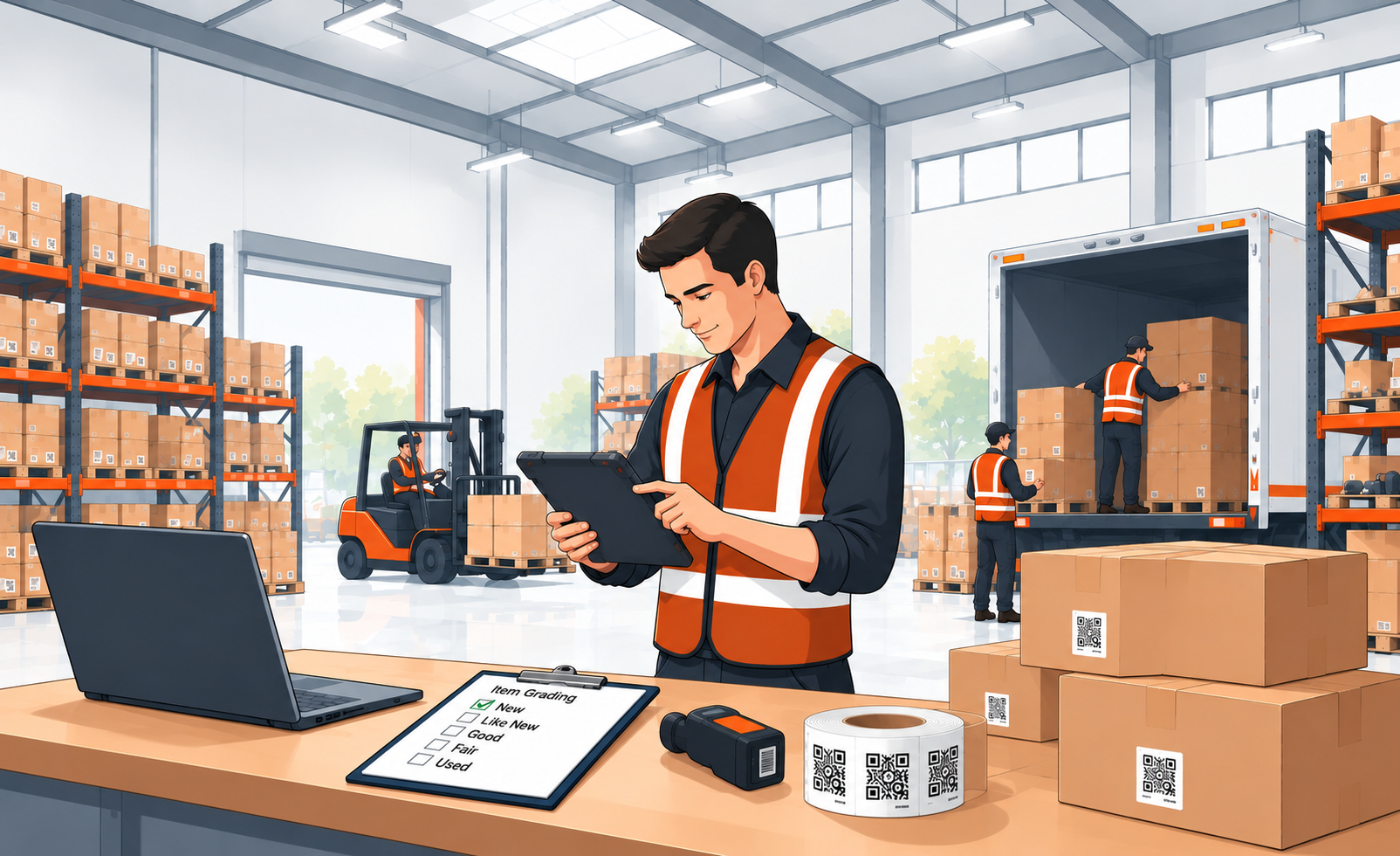 Receive, inspect, and grade items
