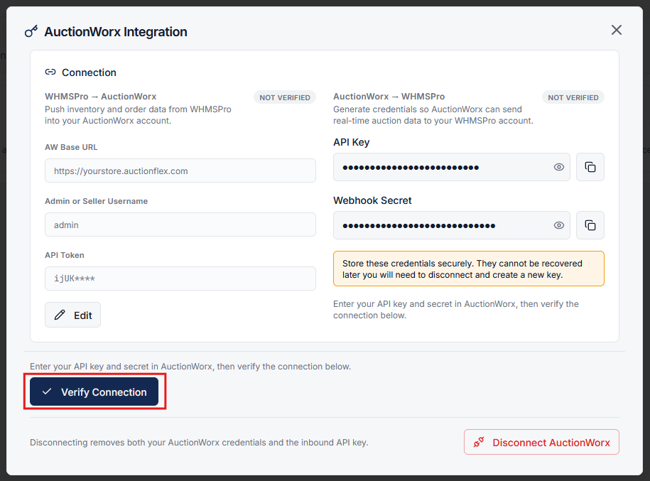 Verify Connection Button in LiquidationRoute