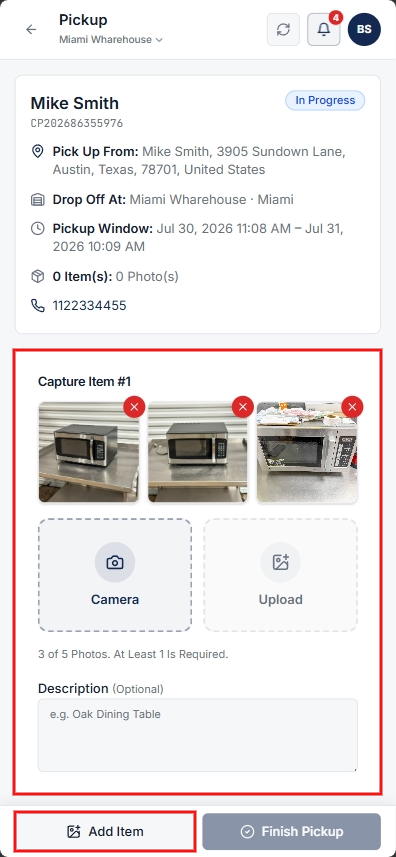 Capture Items and Description