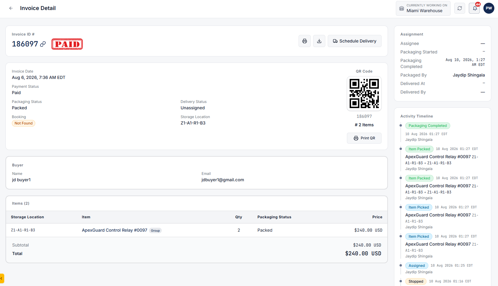Invoice Details Page